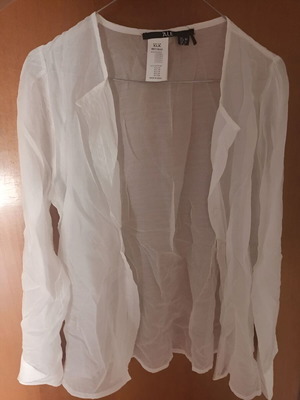 Semi-transparent white shirt size M like new, no collar, buttons