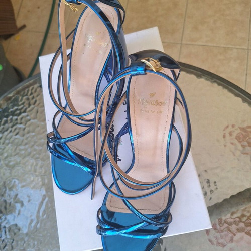 Mairiboo for Envie metallic blue sandals size 41 like new, 9cm heel