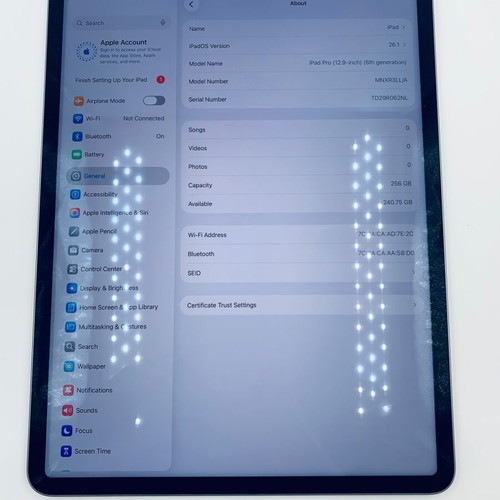 iPad Pro 12.9 2022 256GB used with Magic Keyboard, charger and cable