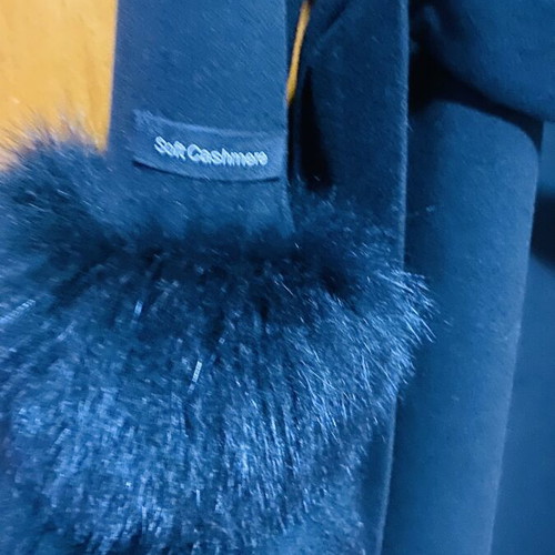 Cashmere coat new, removable fox fur collar and cuffs, black, XL