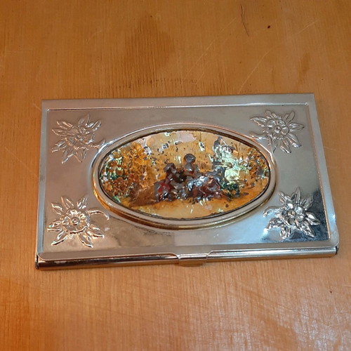Vintage luxury Italian card holder like new with handmade painting