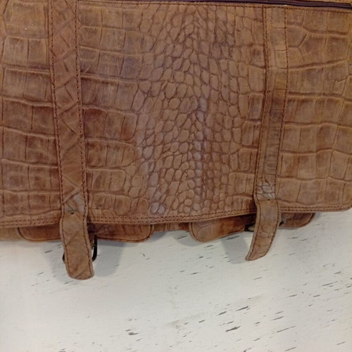 Vintage travel bag used, large capacity, brown