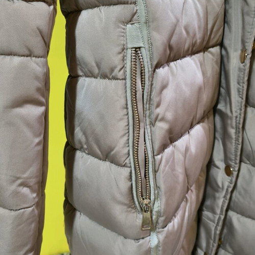 Long women's jacket with detachable fur gold new
