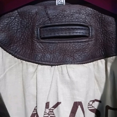 Leather jacket calfskin XL used brown A.L.E., zipper may need repair