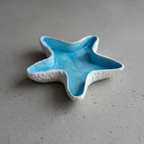 Handmade porcelain starfish decorative dish turquoise
