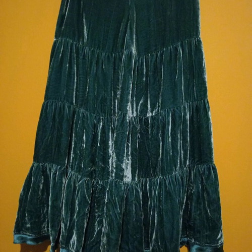 Cortefiel long velvet skirt new, size 42, green turquoise