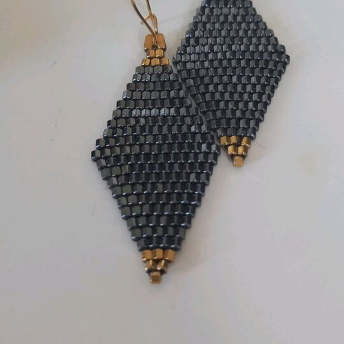 Handmade earrings new with black and gold hematite