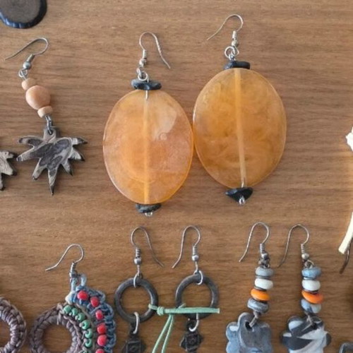 Boho earrings set used, 11 pairs multicolor