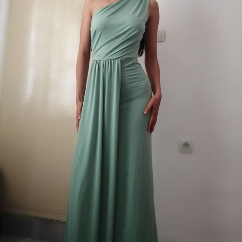 Italian long elegant green bodycon dress, size M