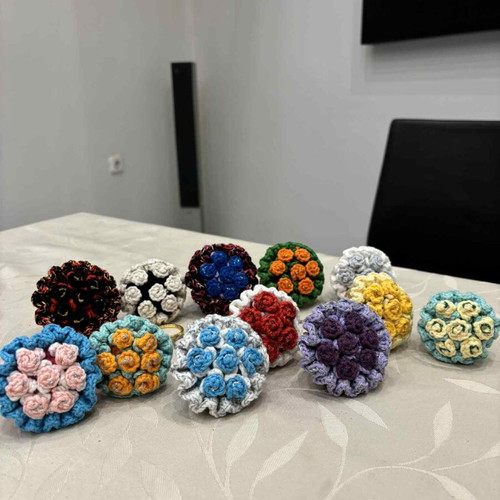 Crochet bouquet keychain handmade new