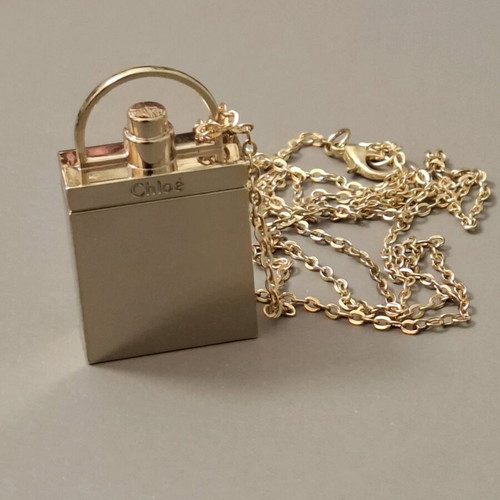 Chloé necklace used, gold tone with padlock pendant