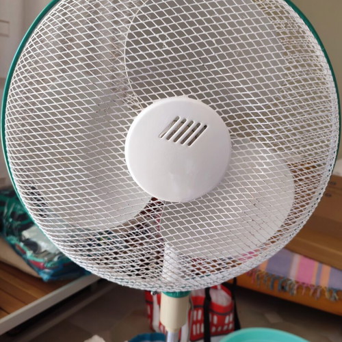 Rhonson fan used, white with green details
