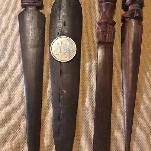 Vintage African Ebony Wood Handmade Paper Cutters Set of 4