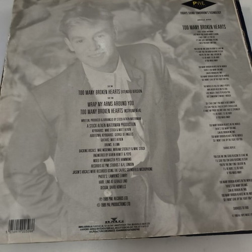 Jason Donovan Too Many Broken Hearts vinyl maxi single used