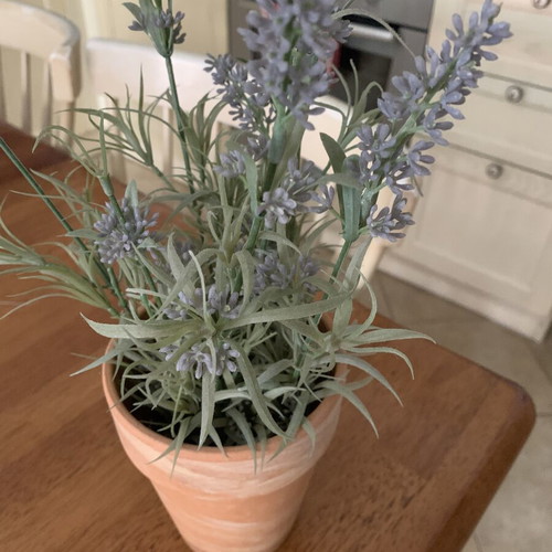 Artificial lavender plant in rustic terracotta pot like new