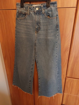 Stradivarius Cullote Jeans used, size 32, blue, high waist