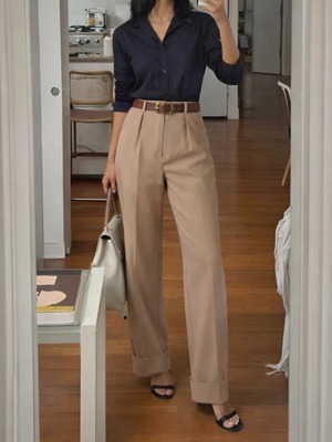 Camel brown high waist wide leg pants new with belt