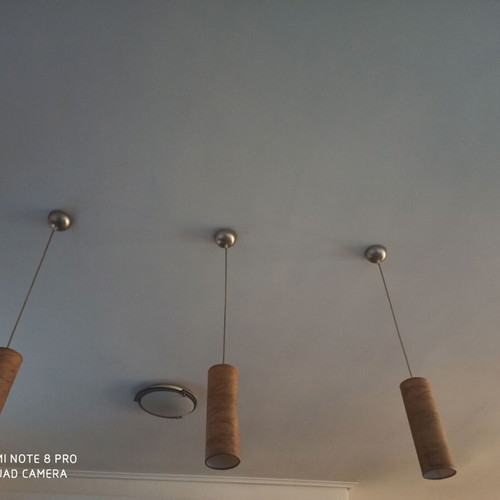Pendant lights used, pack of 3, yellow with brown patterns