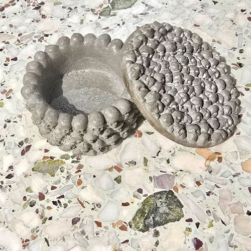 Handmade concrete skull candle holder, gothic decor