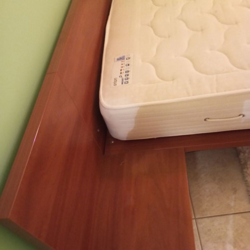 Neoset bed new with mattress and built-in nightstand, wooden