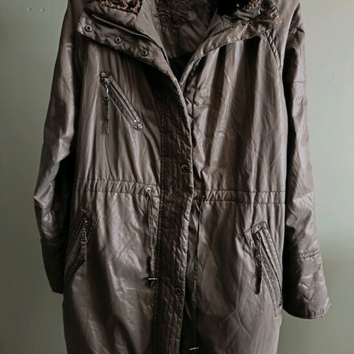 Long women's coat used, olive, size L