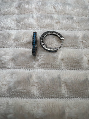 Turquoise hoop earrings like new, silver s925