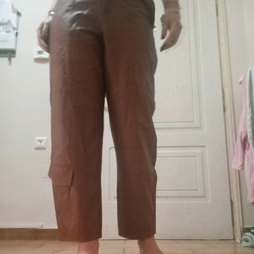Moutaki leather pants tan like new, boyfriend fit, size S