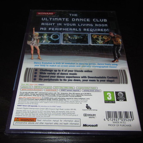 Dance Evolution Xbox 360 Kinect new sealed