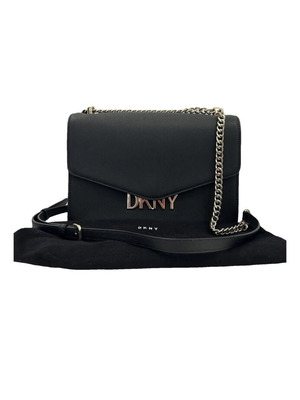 Τσάντα DKNY Penelope με καπάκι, μαύρη με χρυσές λεπτομέρειες