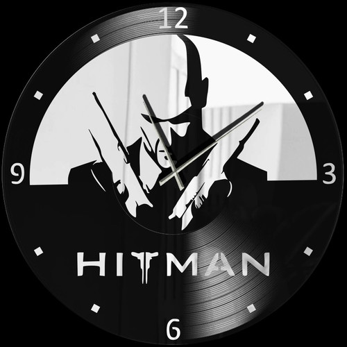 Hitman wall clock made from vinyl record new, analog