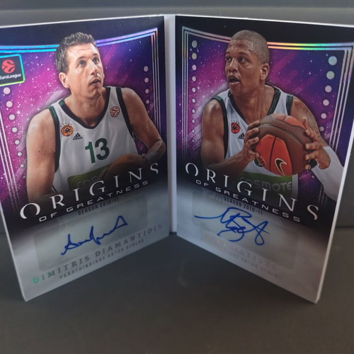 Panini Origins EuroLeague Origins of Greatness Booklet Auto Dimitris Diamantidis Mike Batiste like new