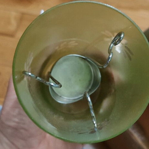 Glass tealight lanterns new, pack of 5, light green and pale yellow