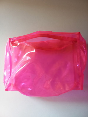 Pink fuchsia transparent small toiletry bag like new