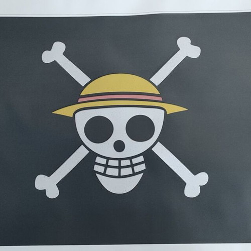 One Piece canvas with Jolly Roger design, new, 108x63cm