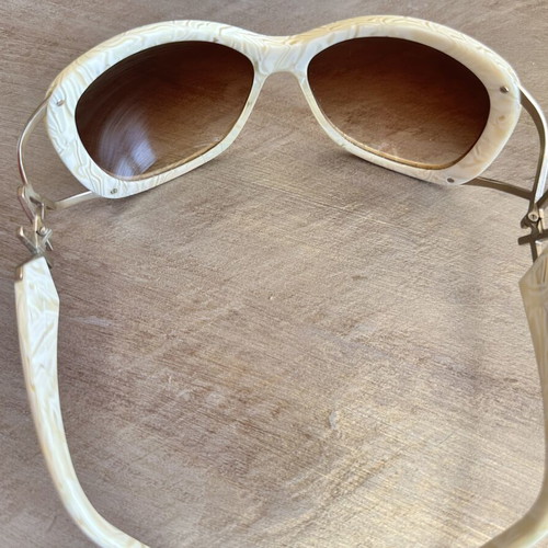 A.Kjaerbede glasses like new beige-gold with acetate and metal details