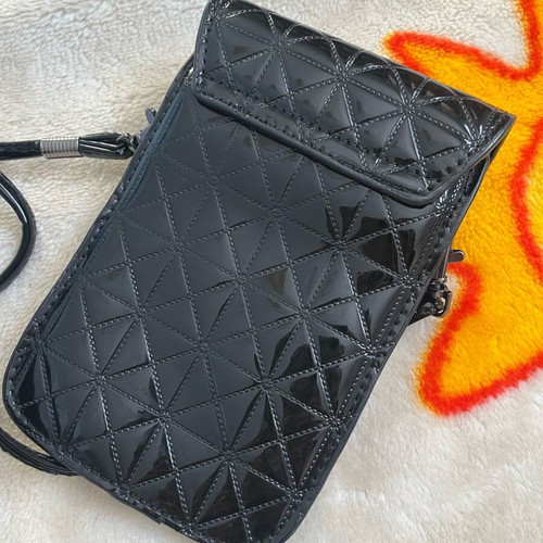 Small black patent leather crossbody bag like new