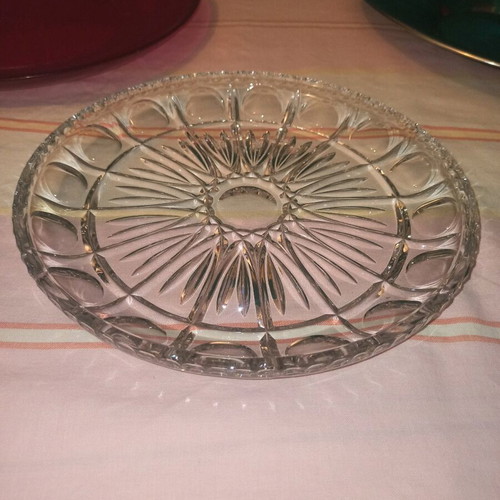 Serving platters used, pack of 3, crystal, glass, steel