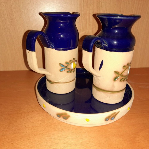 Traditional clay jugs with tray like new