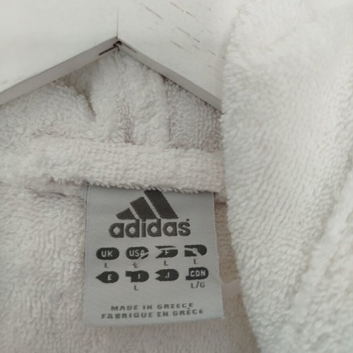 Adidas white bathrobe with hood, size L, like new