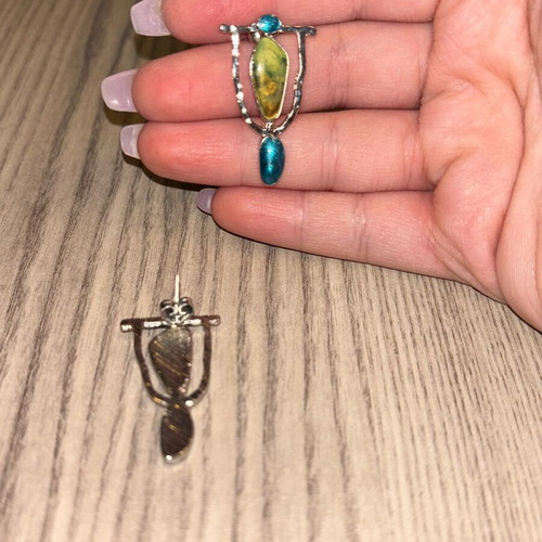 Earrings new, silver with blue and green shades