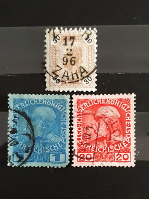 Σφραγίδες Austria Empire 1890-1908 με Αυτοκράτορα Franz Joseph σαν καινούργιες (3 τεμ.)