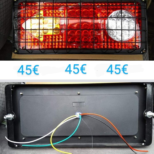Led headlights with protective frame new, pair for trucks and machinery