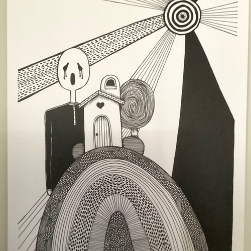House hand-drawn sketch on watercolor paper 29.7x41cm new