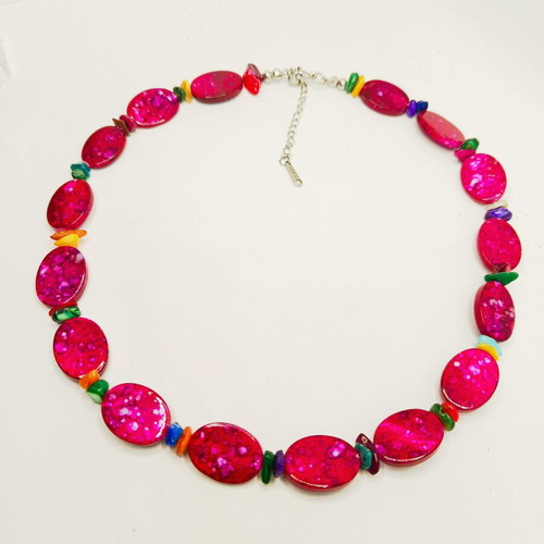 Handmade Mother of Pearl Necklace stainless steel, multicolor