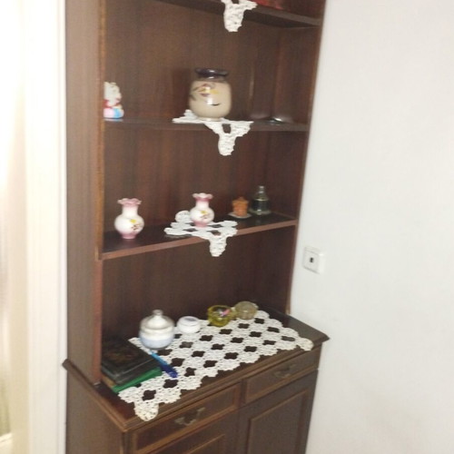 Classic Walnut Hall Cabinet with Shelves and Cupboards used