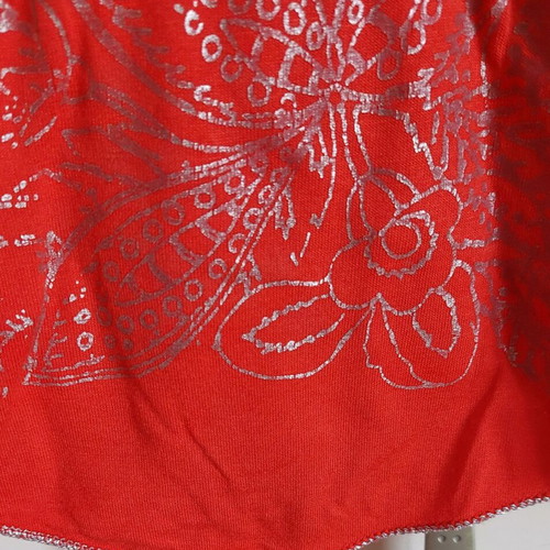 Gallery summer blouse Large like new, coral with silver design
