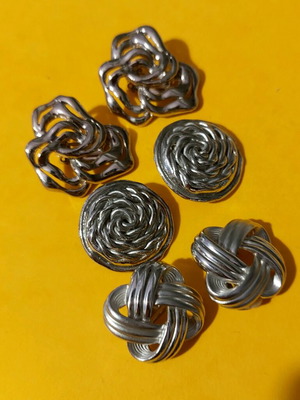 Three pairs of vintage silver clip earrings like new