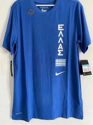 Nike T-Shirt Greece National Basketball Blue Men's Medium New