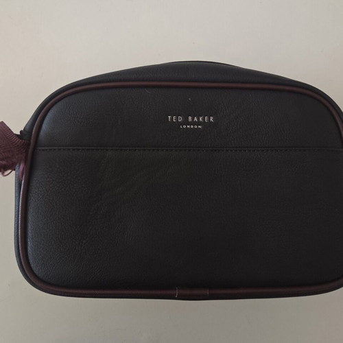 Ted Baker London Women's Cosmetic Bag like new, black with burgundy trim