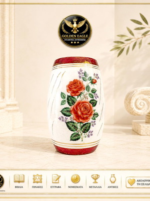 Porcelain vase with rose decoration